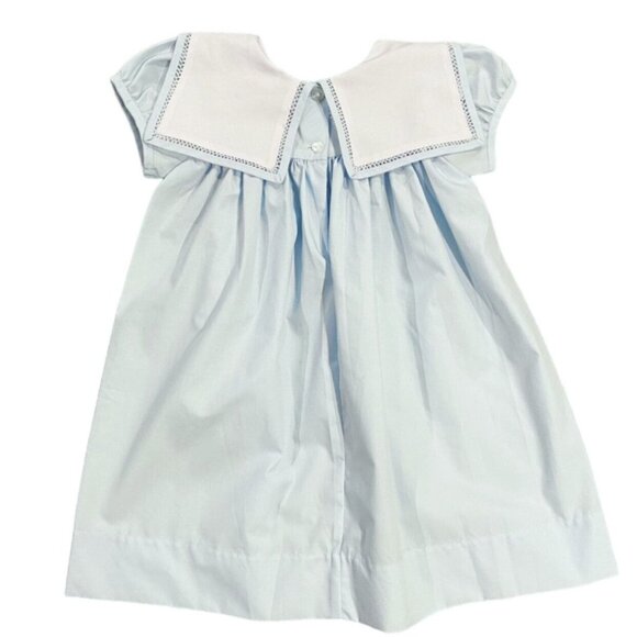 NEW Lulu Bebe 12m Blue Embroidered Collar Dress - Picture 4 of 6